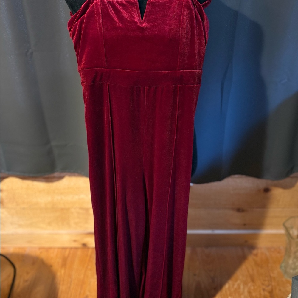 Velvet Burgundy Jumpsuit